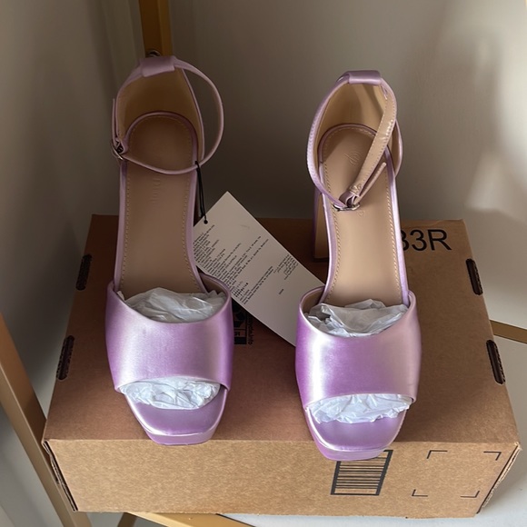 The drop women's hamalie platform sandal lavender satin, 8.5, new - Picture 5 of 6